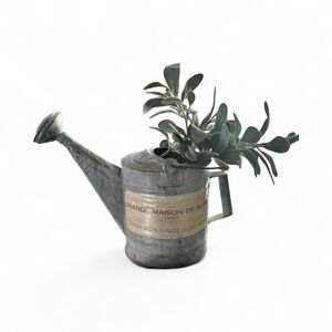 Silver Watering Can with Greenery